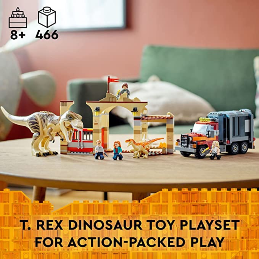 LEGO Jurassic World T. rex & Atrociraptor Dinosaur Breakout 76948 Dino Toy Set